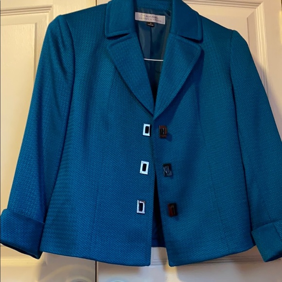 Tahari Arthur S Levine Teal Blazer - Picture 3 of 10